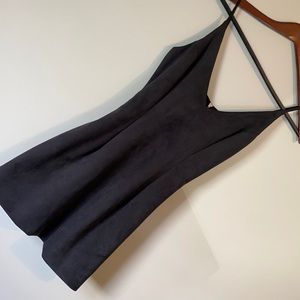 Black suede bubble mini dress